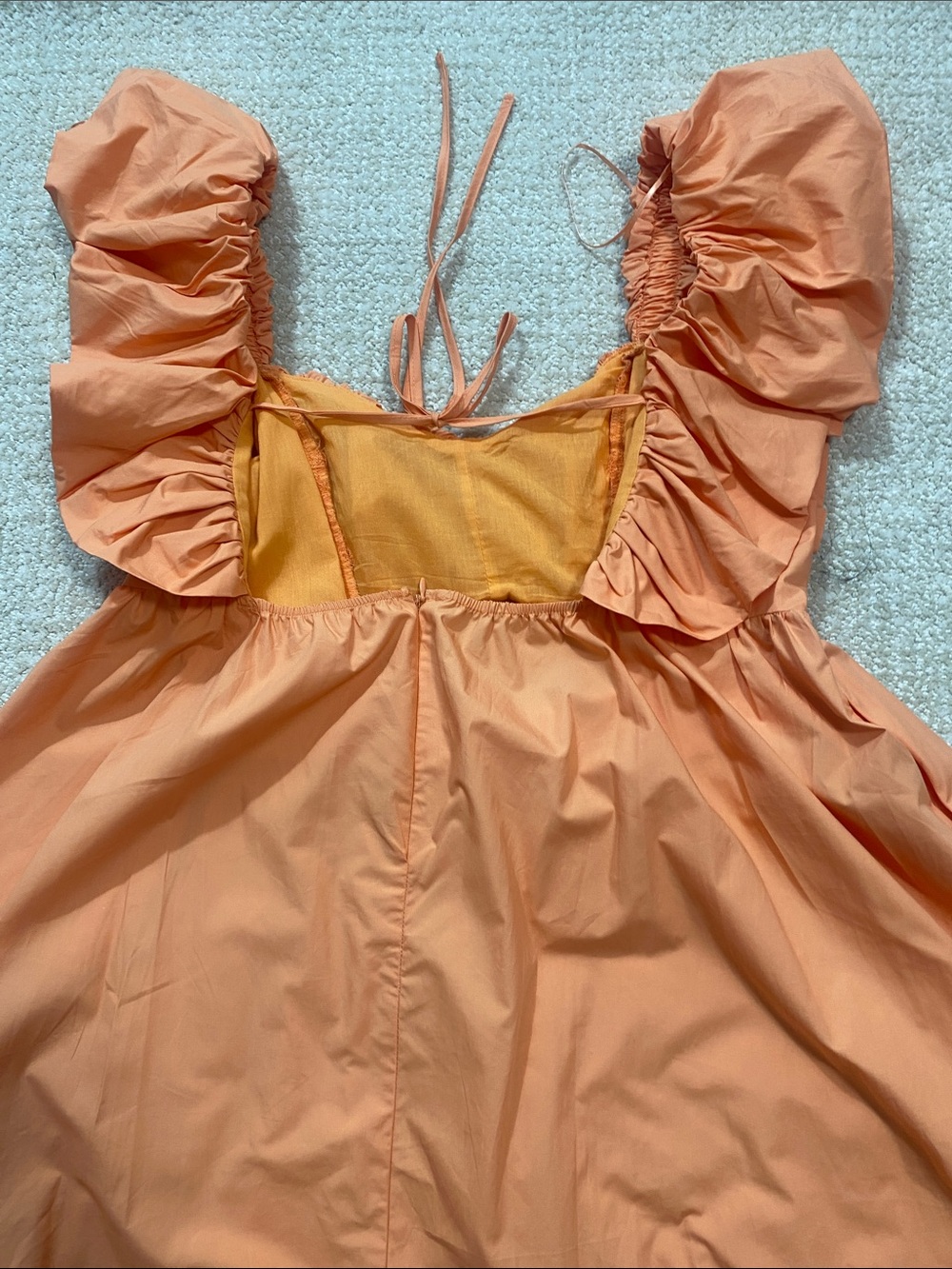 Ina Coral Peach Ruffle Maxi Dress with Front Cutout Size S 100%Cotton - Picture 16 of 16